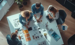 Digital marketing company in India planning strategy in office meeting